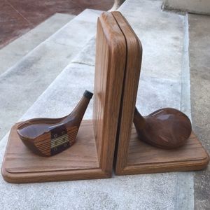 Wood golf bookends